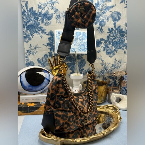 🆕 KURT GEIGER LONDON 🧿 NWOT Recycled Nylon Multi Crossbody Bag, Leopard Print - Picture 4 of 15